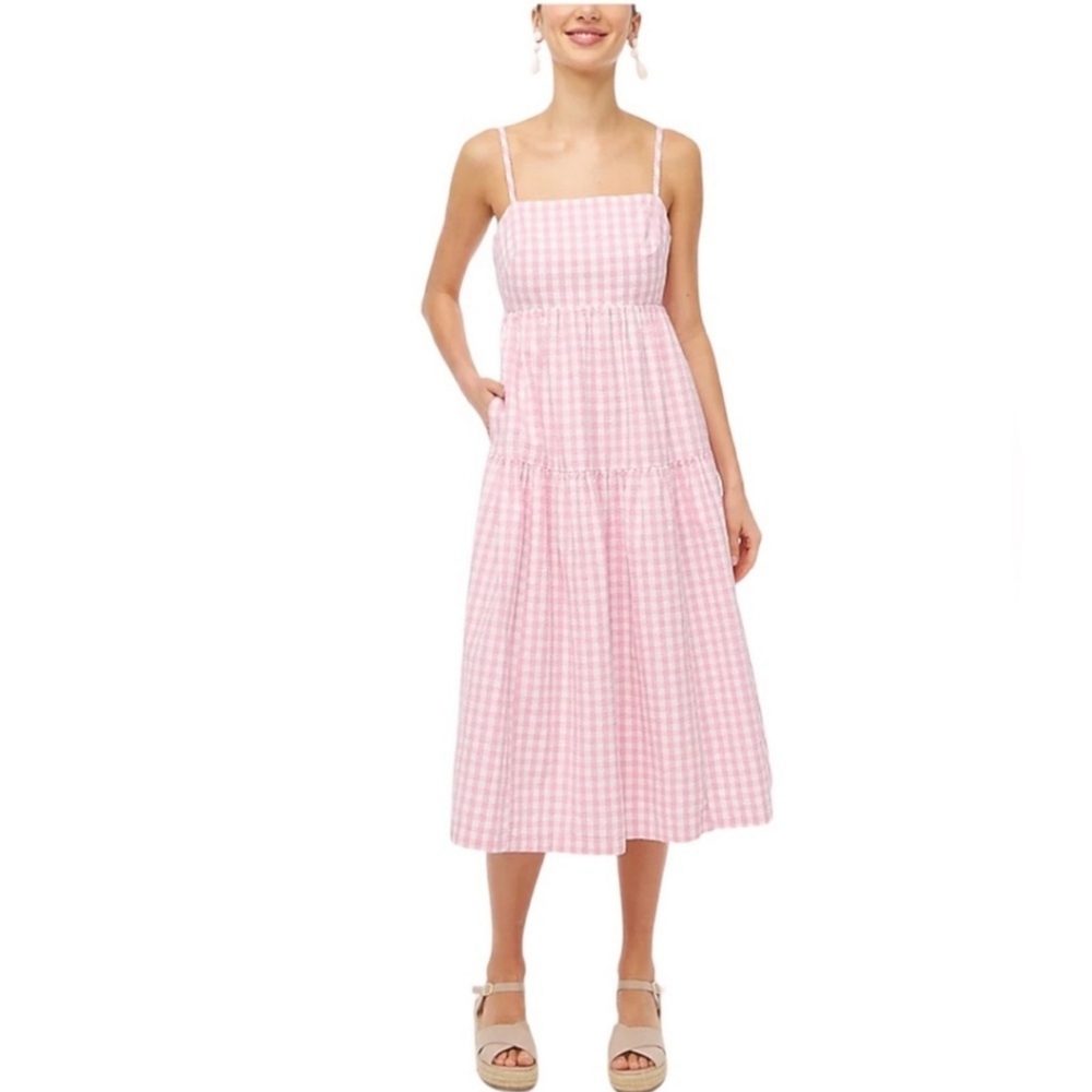 Pink Gingham Maxi Dress with Spaghetti Straps